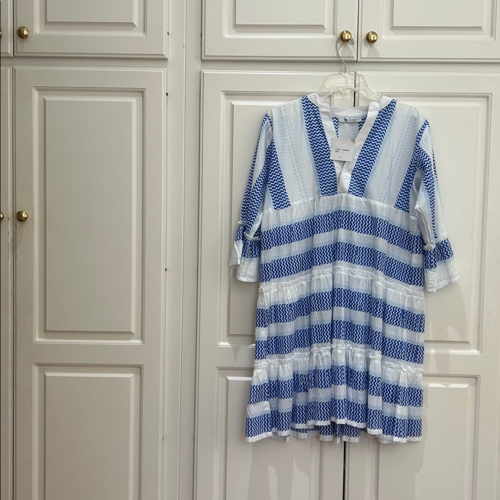 NWT Blue and White Striped V-Neck Women’s Dress